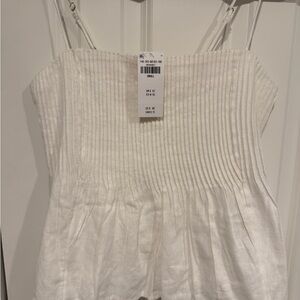 Abercrombie & Fitch White Pleated Camisole